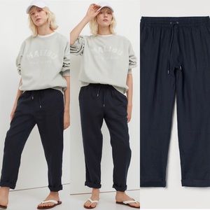 H&M navy linen joggers